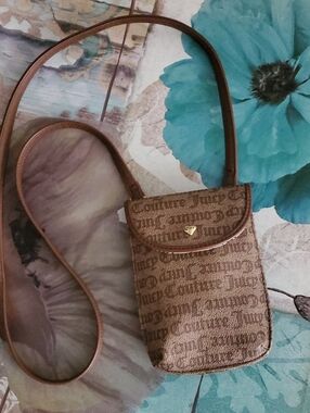 Juicy Couture Brown Monogram Crossbody Phone Bag